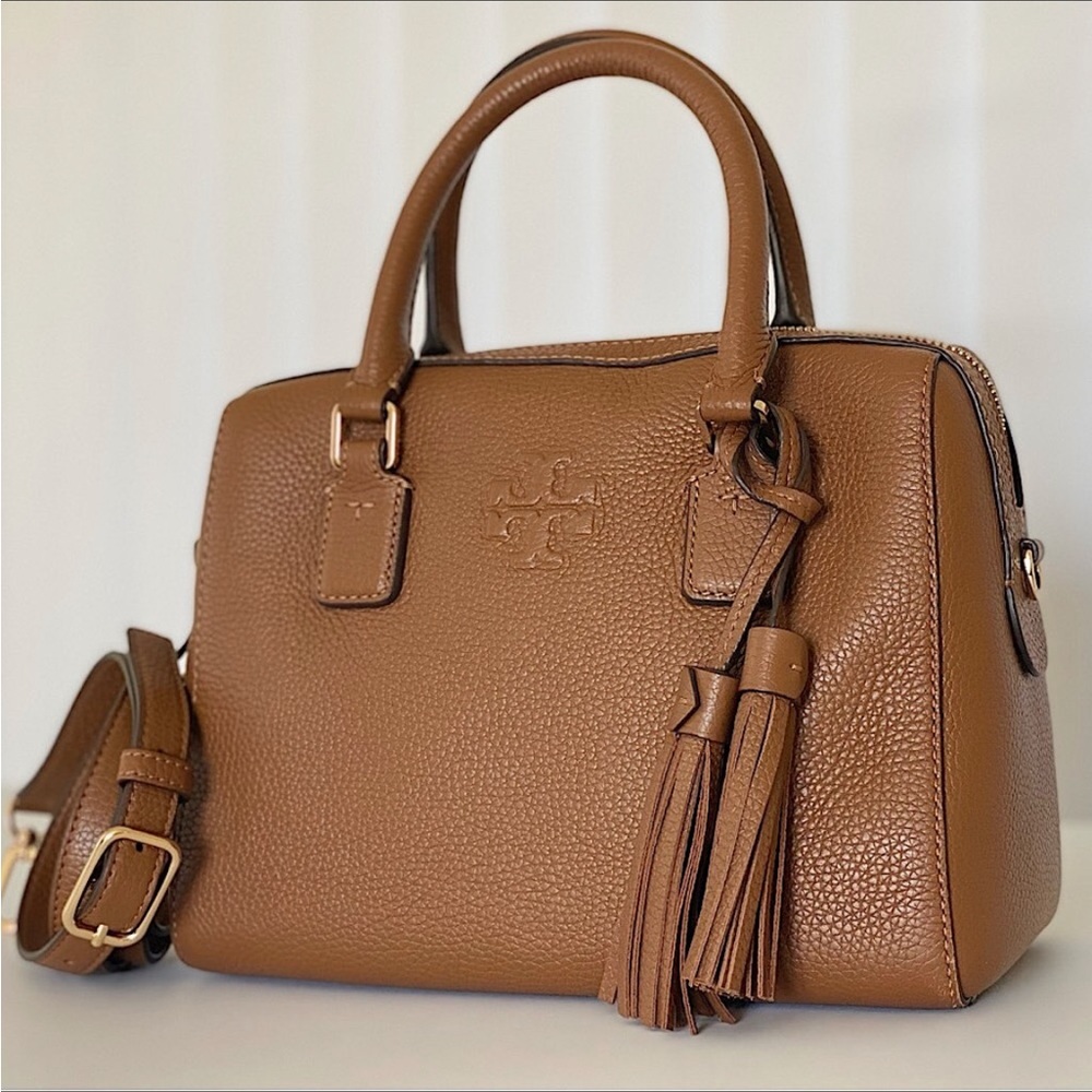 Tory Burch Tan Pebbled Leather Satchel - Picture 9 of 12